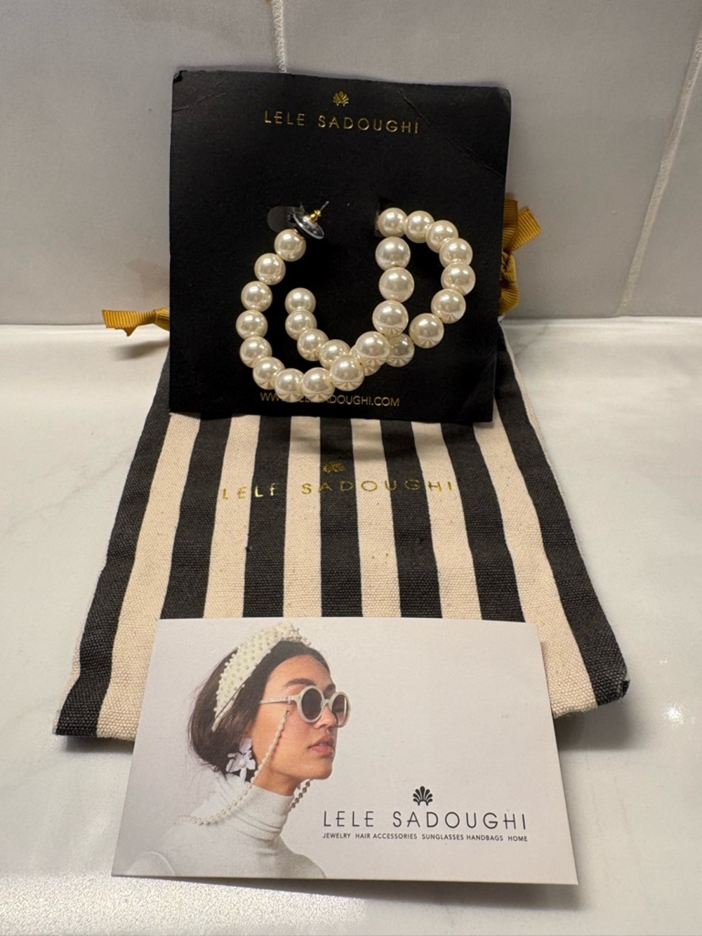 Lele Sadoughi Pearl Hoop Earrings - Ivory Pearls